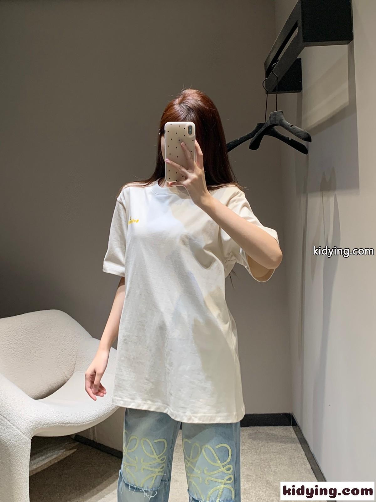 可愛い ユニセックス プリント コットンTシャツ バーバリー 半袖Tシャツ コピー ベージュ-0