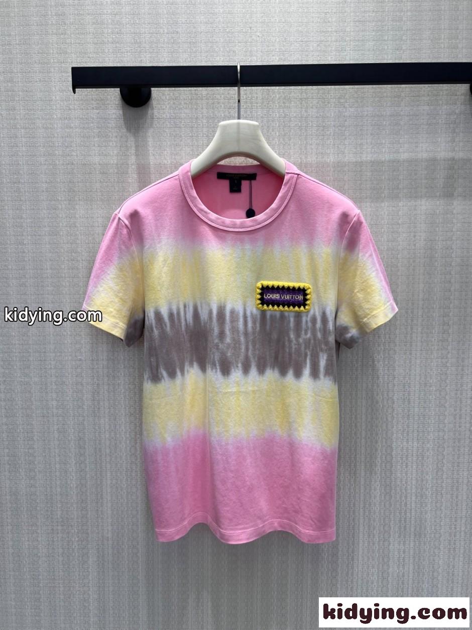 注目される タイダイ 半袖Tシャツ ルイ・ヴィトン Tシャツ コピー コットン-0