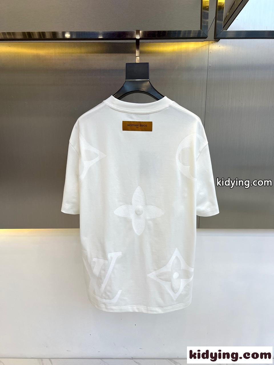ルイ・ヴィトン Tシャツ コピー 定番 カジュアル ロゴ 半袖Tシャツ ホワイト-4