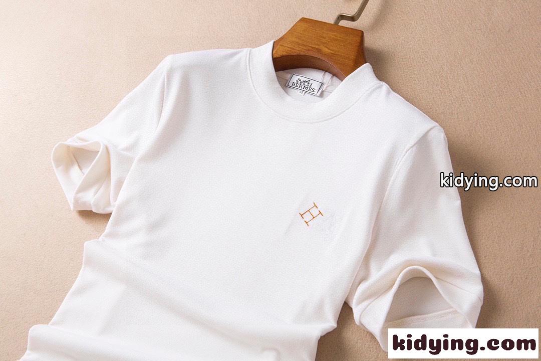 エルメス tシャツ メンズ コピー プルオーバー 半袖tシャツ ロゴ刺繍 ホワイト ブラック 合わせやすい 快適-4