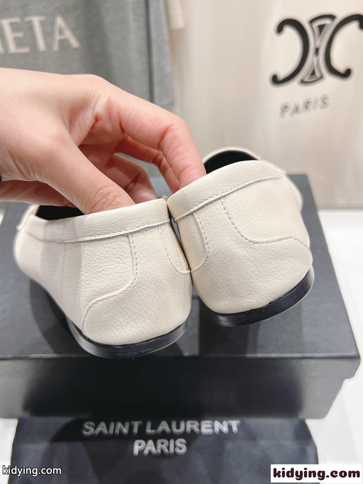 シンプル 上品 YSL イヴ・サンローラン ポピー バレリーナ スーパーコピー ホワイト-3