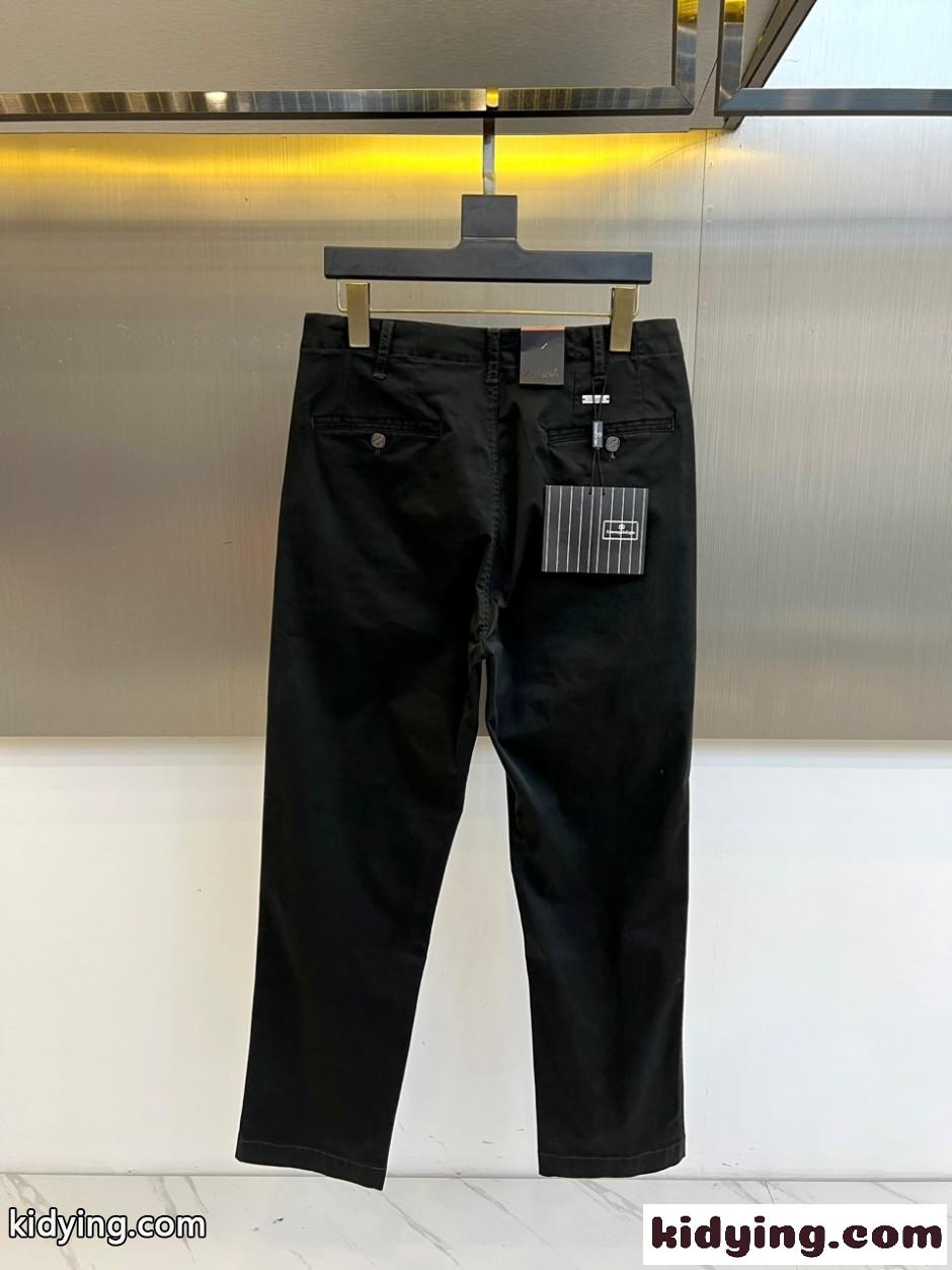 シンプル 洗練された チノパンツ エルメネジルド・ゼニア パンツ 偽物 ブラック-1