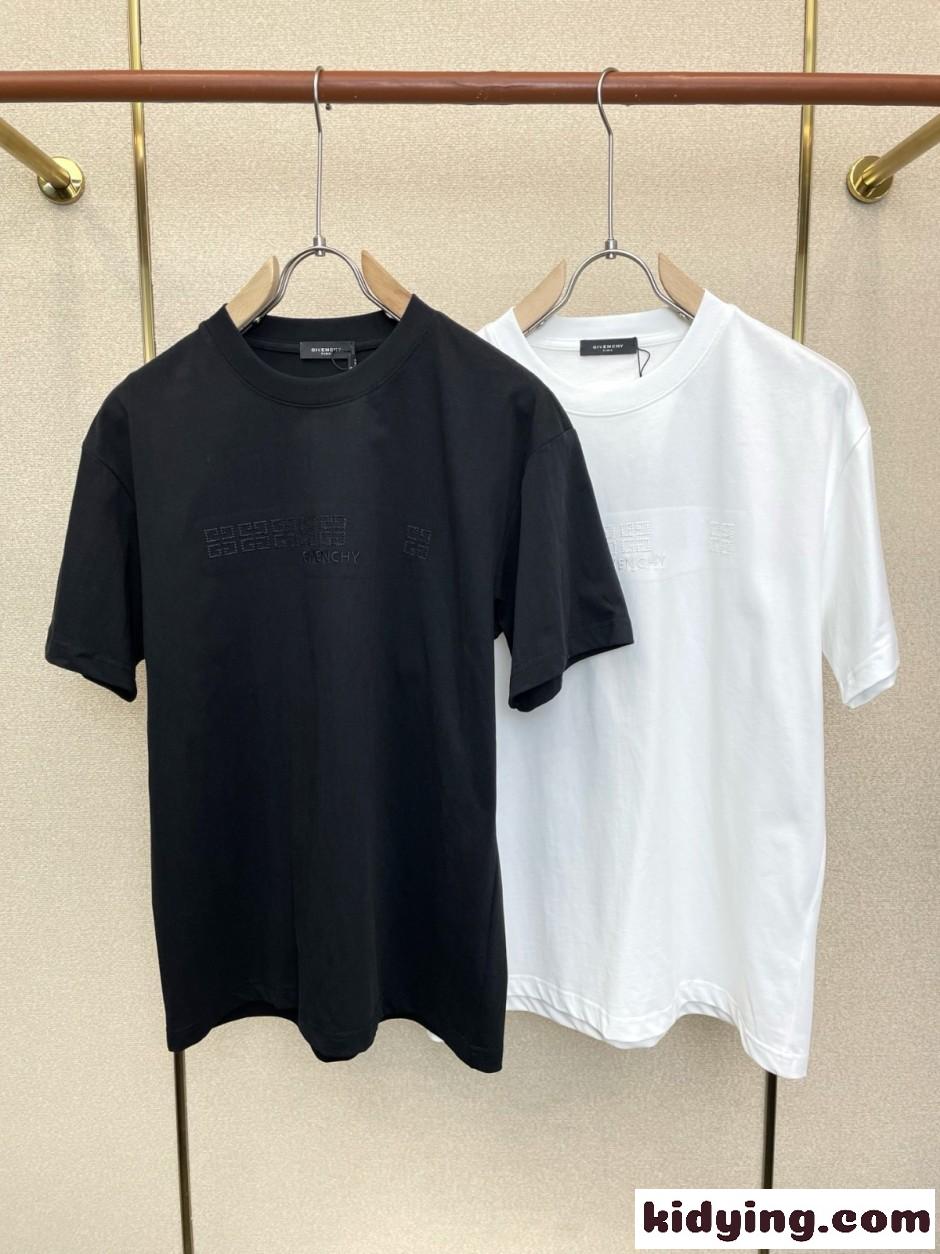 ジバンシィ Tシャツ 偽物 クルーネック シンプル 洗練された ロゴ刺繍-0