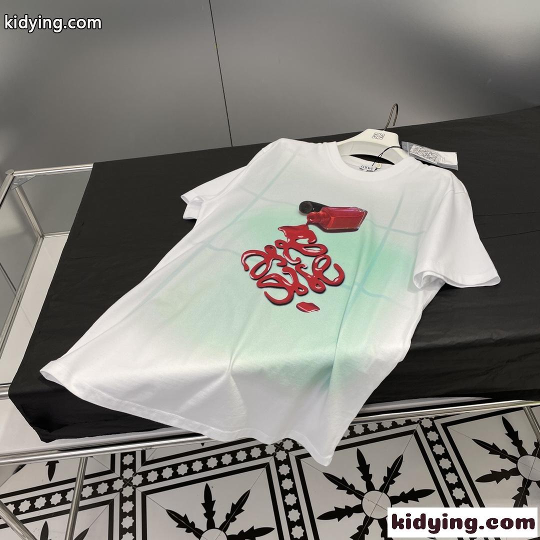 流行り ゆったり 体型カバー ユニセックス ロエベ tシャツ コピー 春夏 プリント コットン 着心地いい カジュアル-3