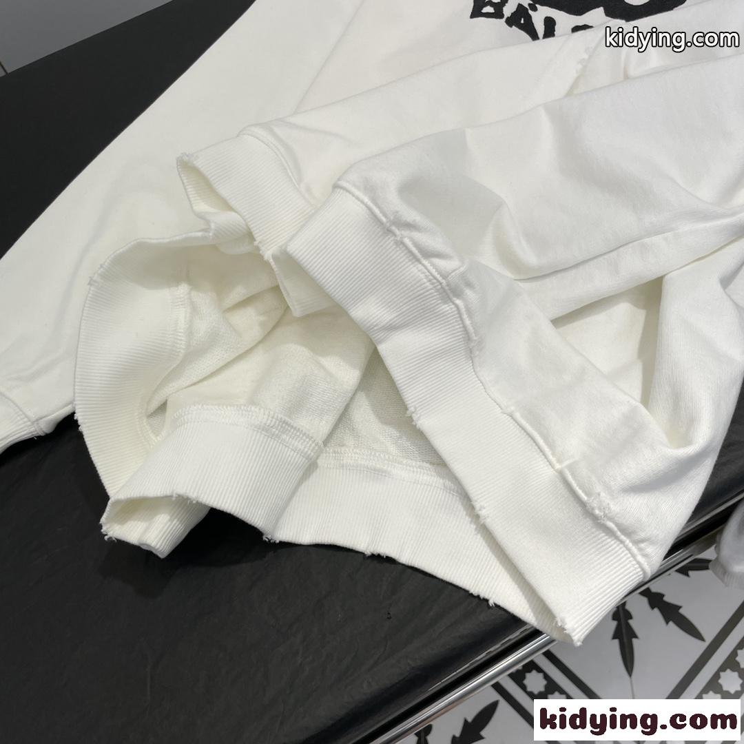 カジュアル バレンシアガ HAND DRAWN BB ICON HOODIE ラージフィット コピー ホワイト-3