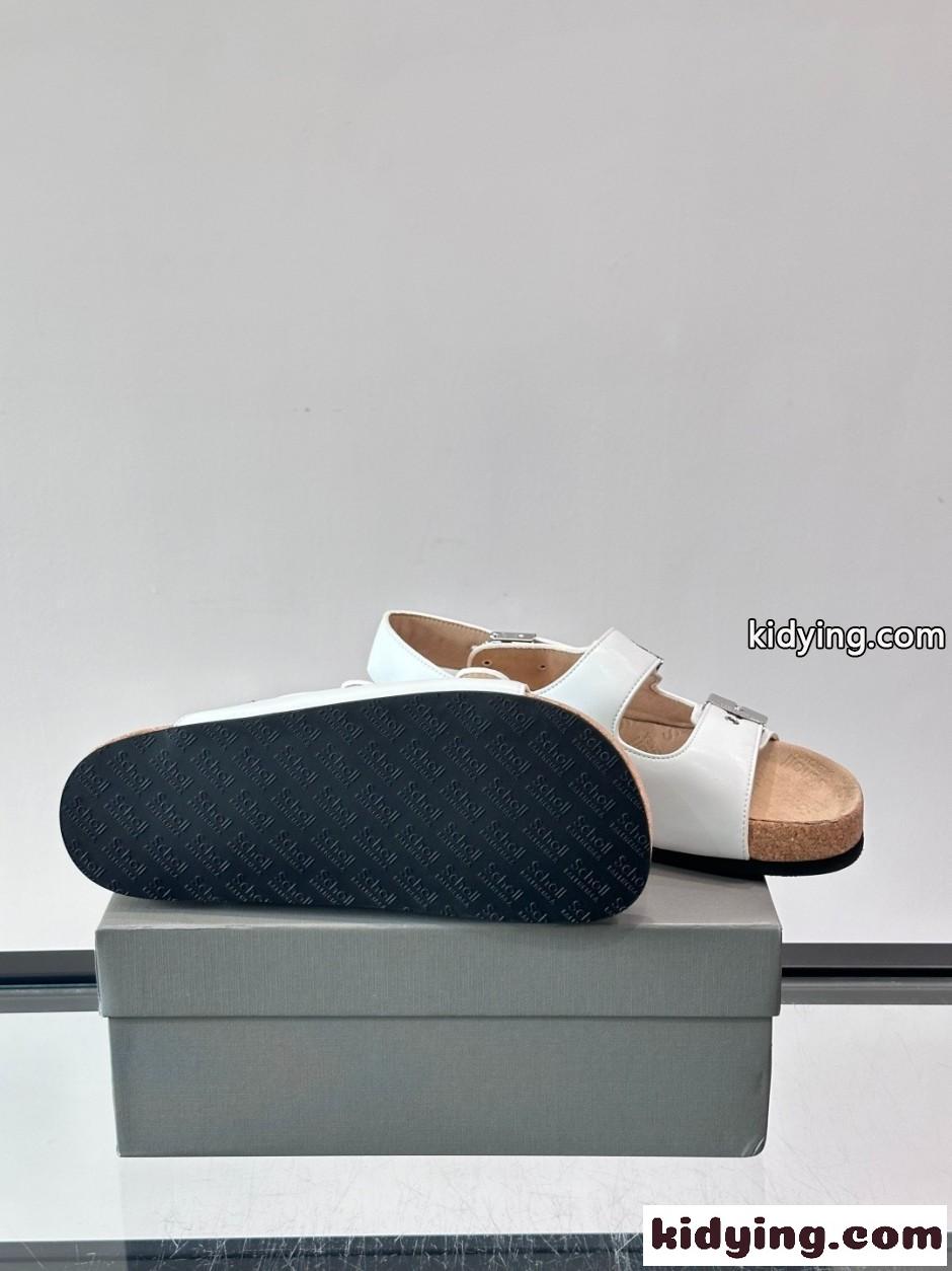 人気 バレンシアガ x Scholl レザー サンダル スーパーコピー ホワイト-3