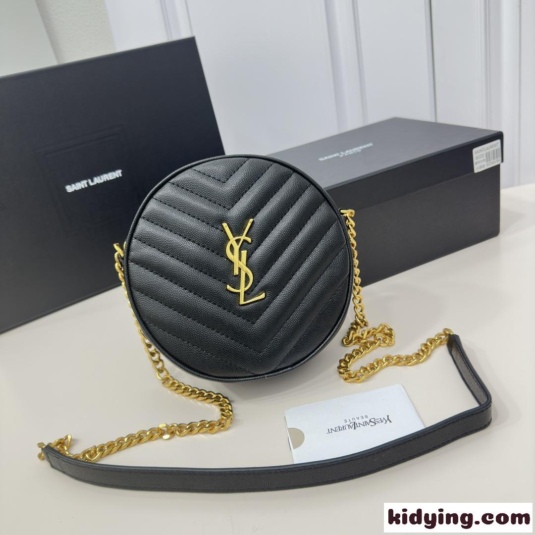 イヴ・サンローラン バッグ コピー 可愛い YSL ヴィニル ラウンド ショルダーバッグ-0
