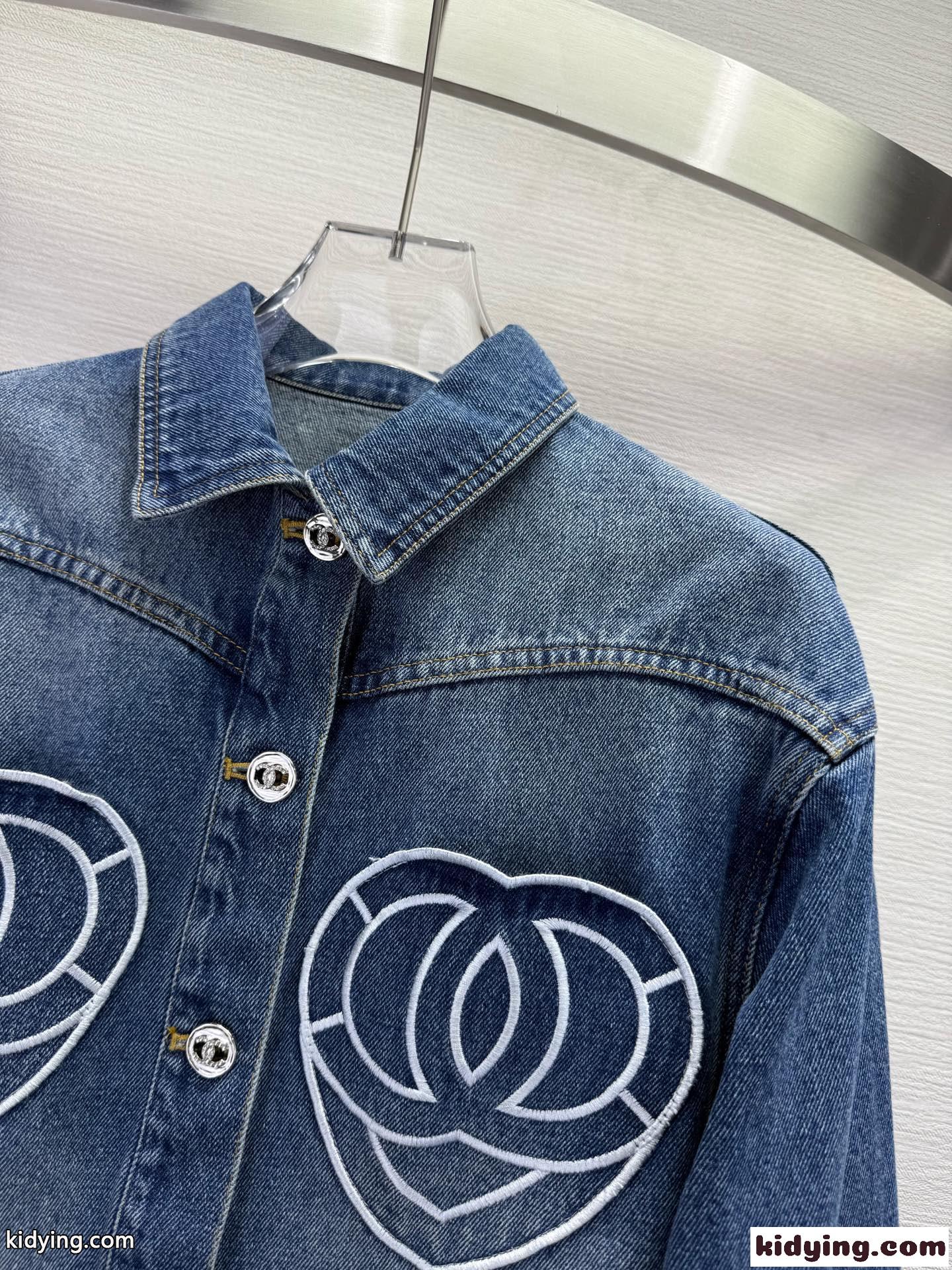 おしゃれ クロップド デニムジャケット シャネル ジャケット 偽物 レディース-1
