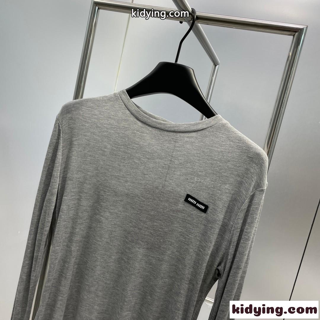ジャージー リブ編み 長袖Tシャツ ミュウミュウ Tシャツ コピー カジュアル-1