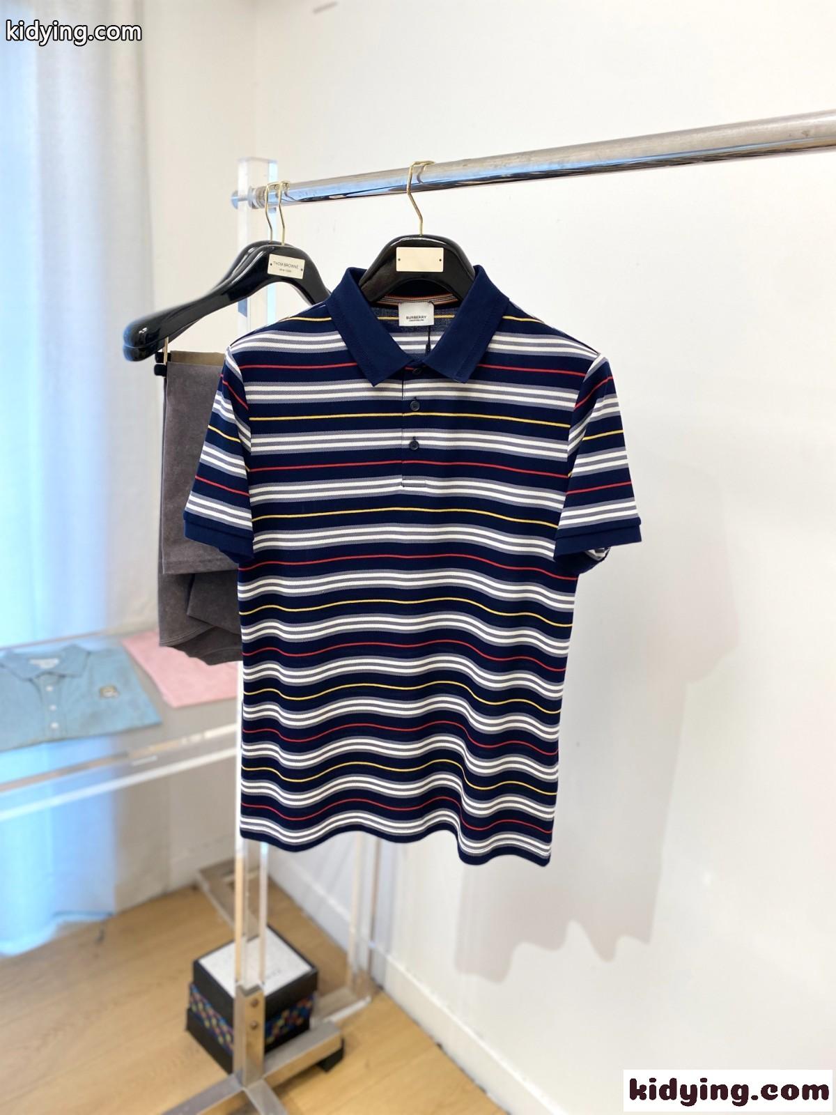 おしゃれ ボーダー ポロシャツ バーバリー Tシャツ 偽物 半袖トップス-0