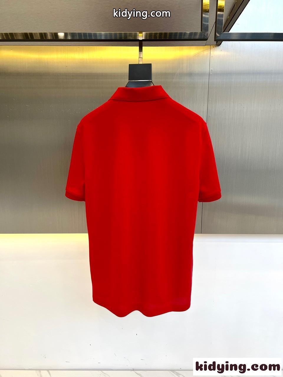 洗練された コットンピケ ポロシャツ バーバリー 半袖Tシャツ コピー レッド-4