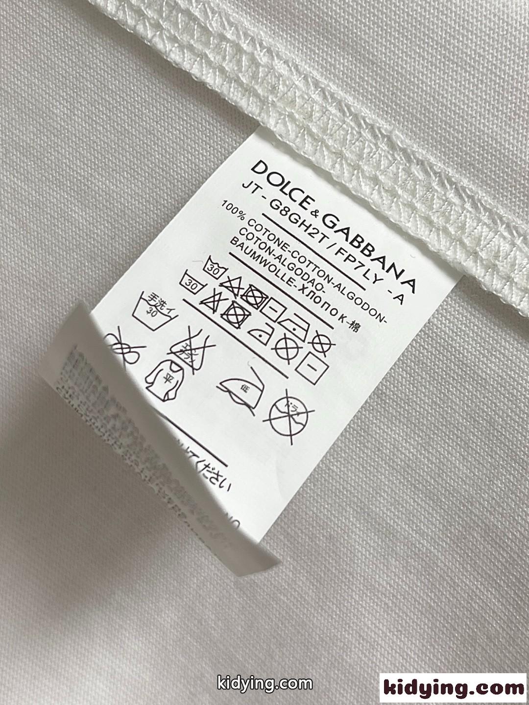 カジュアル ロゴ入り クルーネック 半袖Tシャツ ドルチェ&ガッバーナ Tシャツ 偽物-4