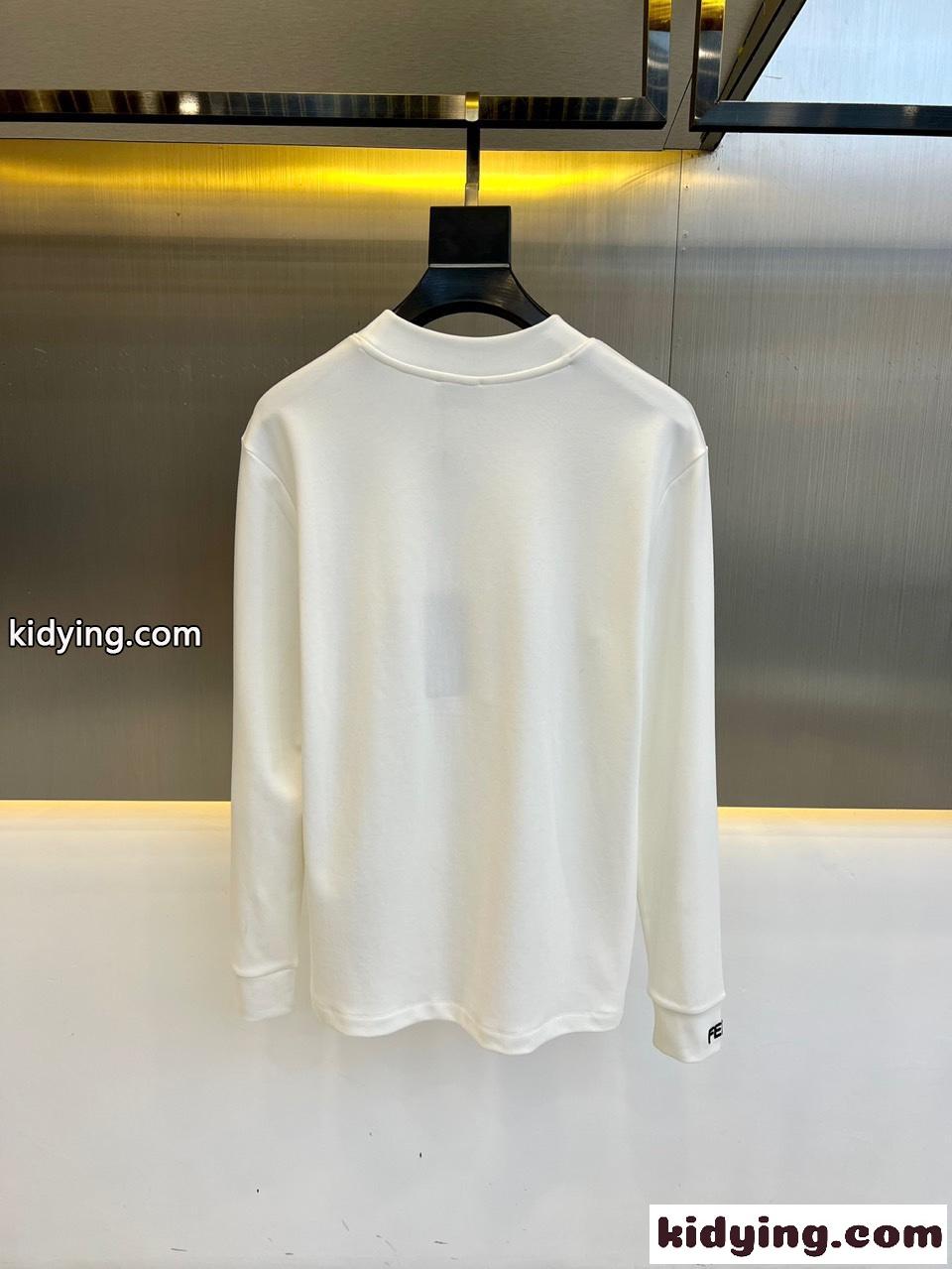 フェンディ Tシャツ コピー ベーシック 着回し 裏起毛 コットン 長袖Tシャツ ホワイト-3