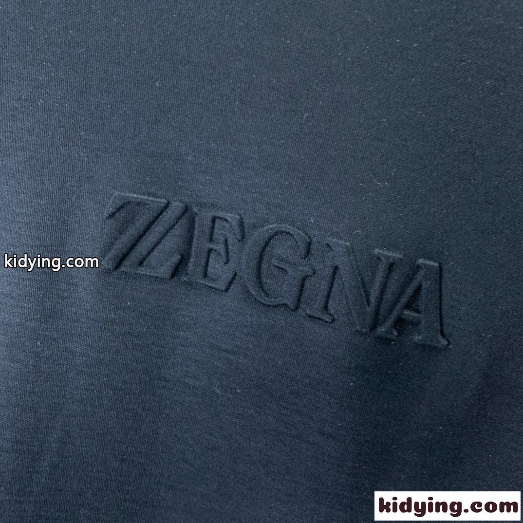 シンプル クルーネック エンボスロゴ 半袖tシャツ エルメネジルド・ゼニア Tシャツ コピー ブラック-3