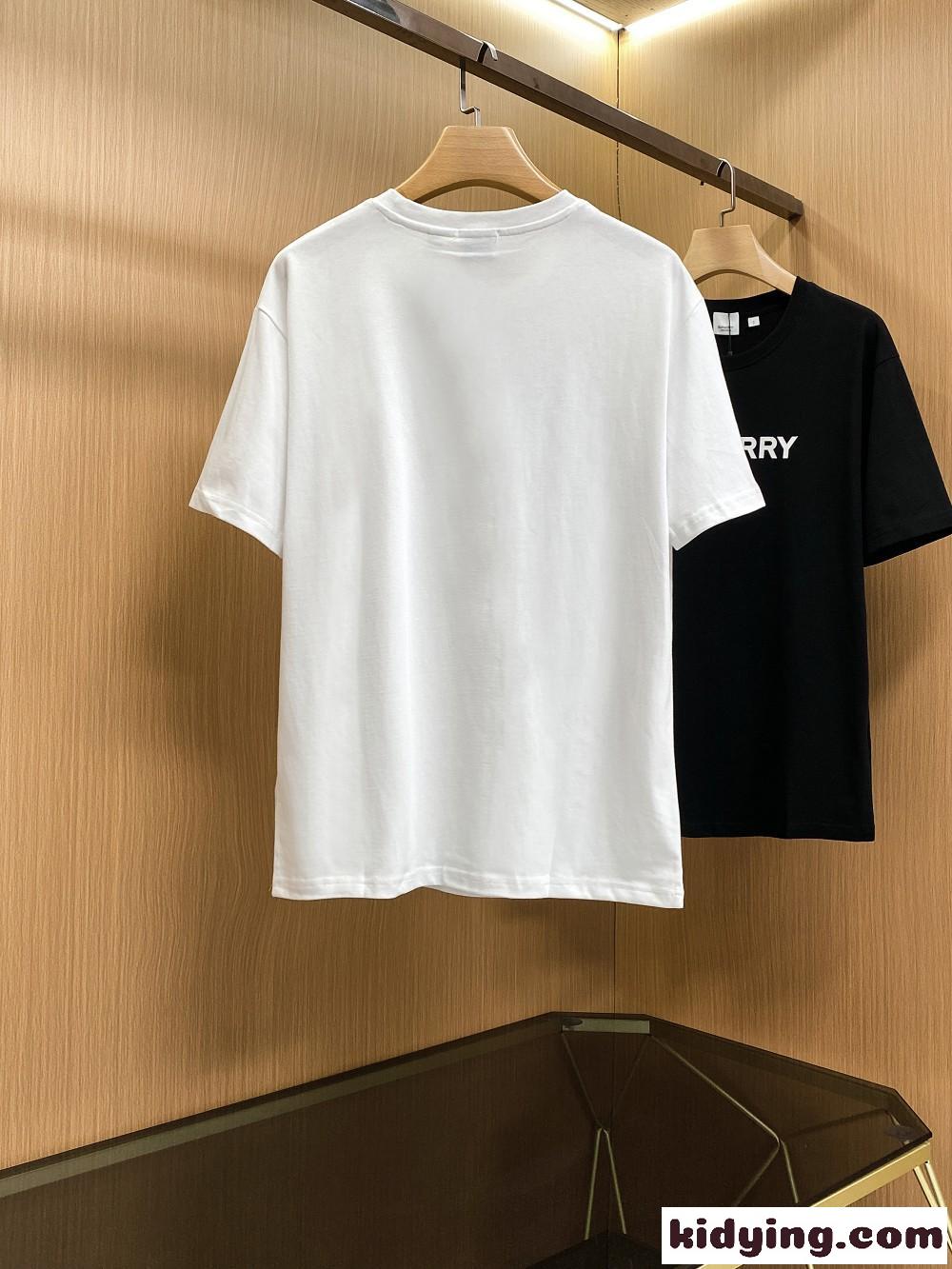 ユニセックス シンプ ル ロゴプリント コットン バーバリー Tシャツ コピー 半袖 クルーネック トップス-1
