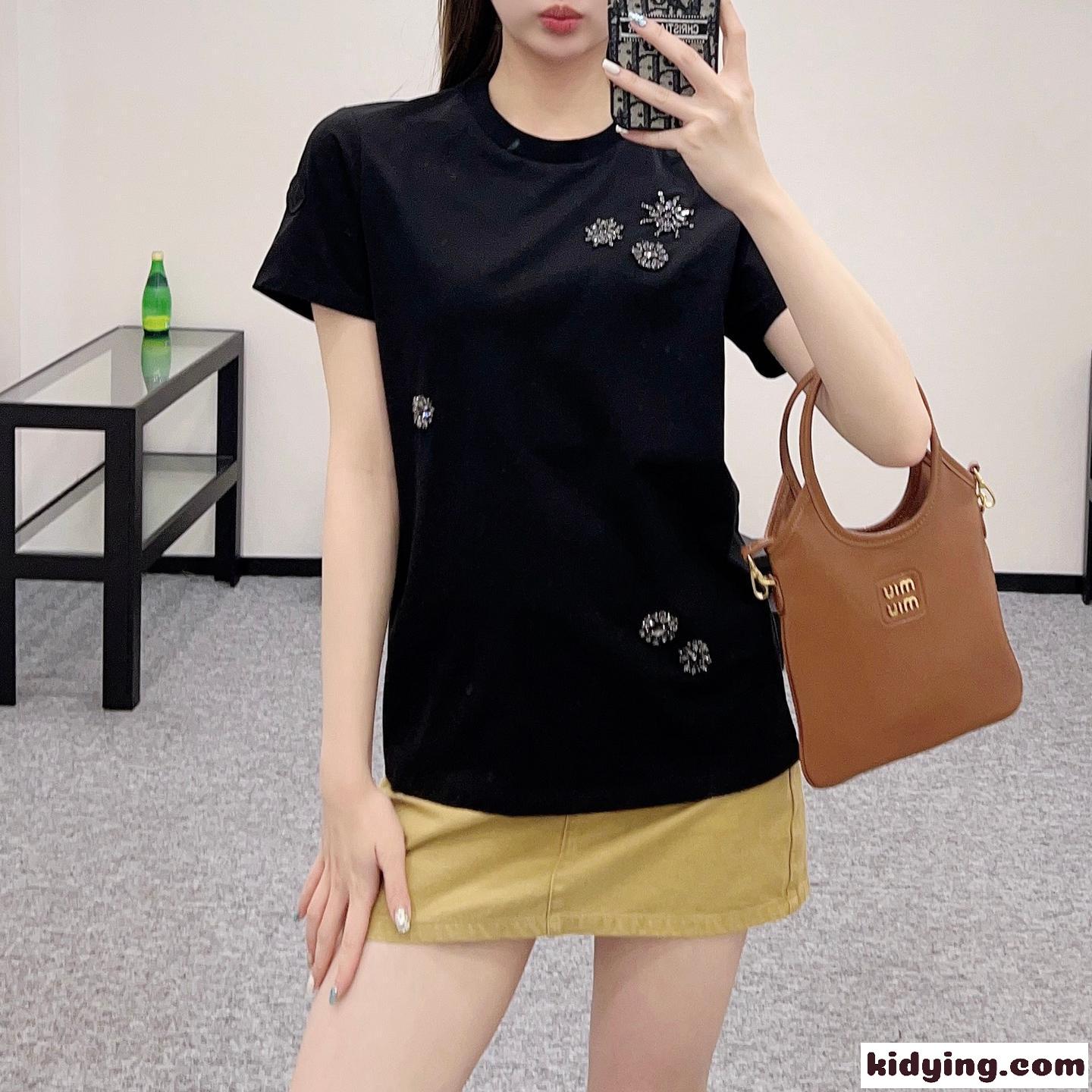 カジュアル コットン 半袖Tシャツ モンクレール Tシャツ スーパーコピー ブラック-0