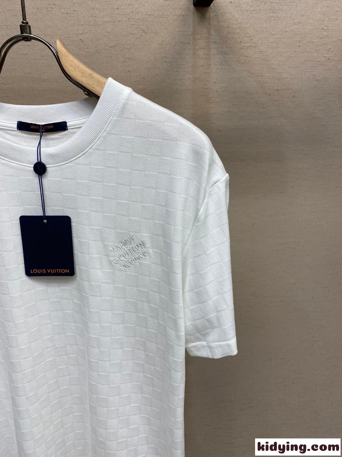 ダミエ クルーネック Tシャツ ルイ・ヴィトン 半袖Tシャツ コピー ホワイト-2