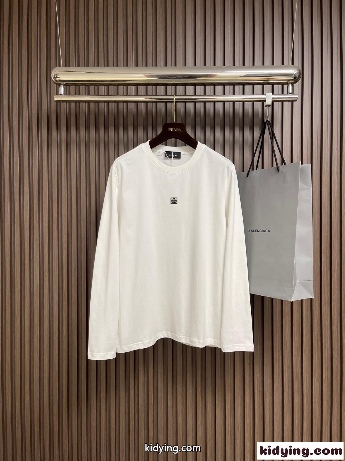 シンプル 合わせやすい ロゴ クルーネック 長袖Tシャツ ジバンシィ Tシャツ 偽物 ホワイト-0