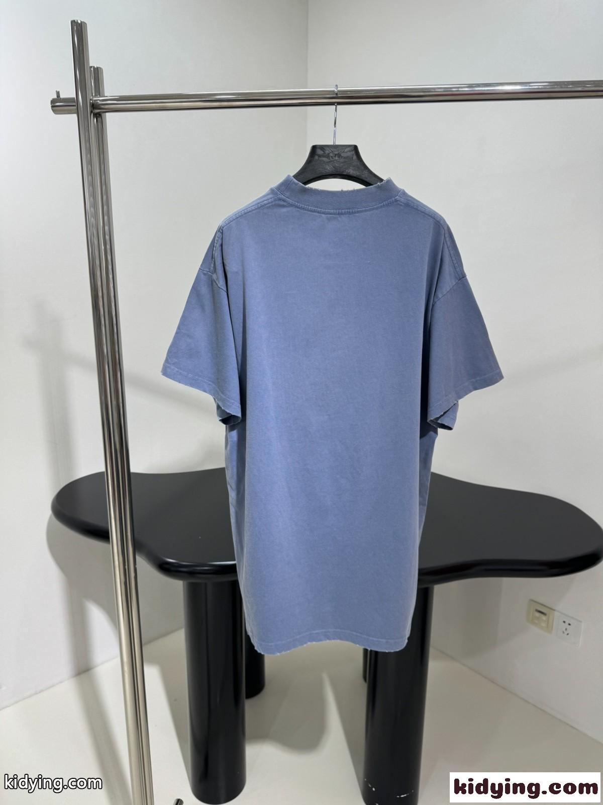 ユニセックス ENJOY PARIS 半袖Tシャツ バレンシアガ Tシャツ コピー ブルー-1