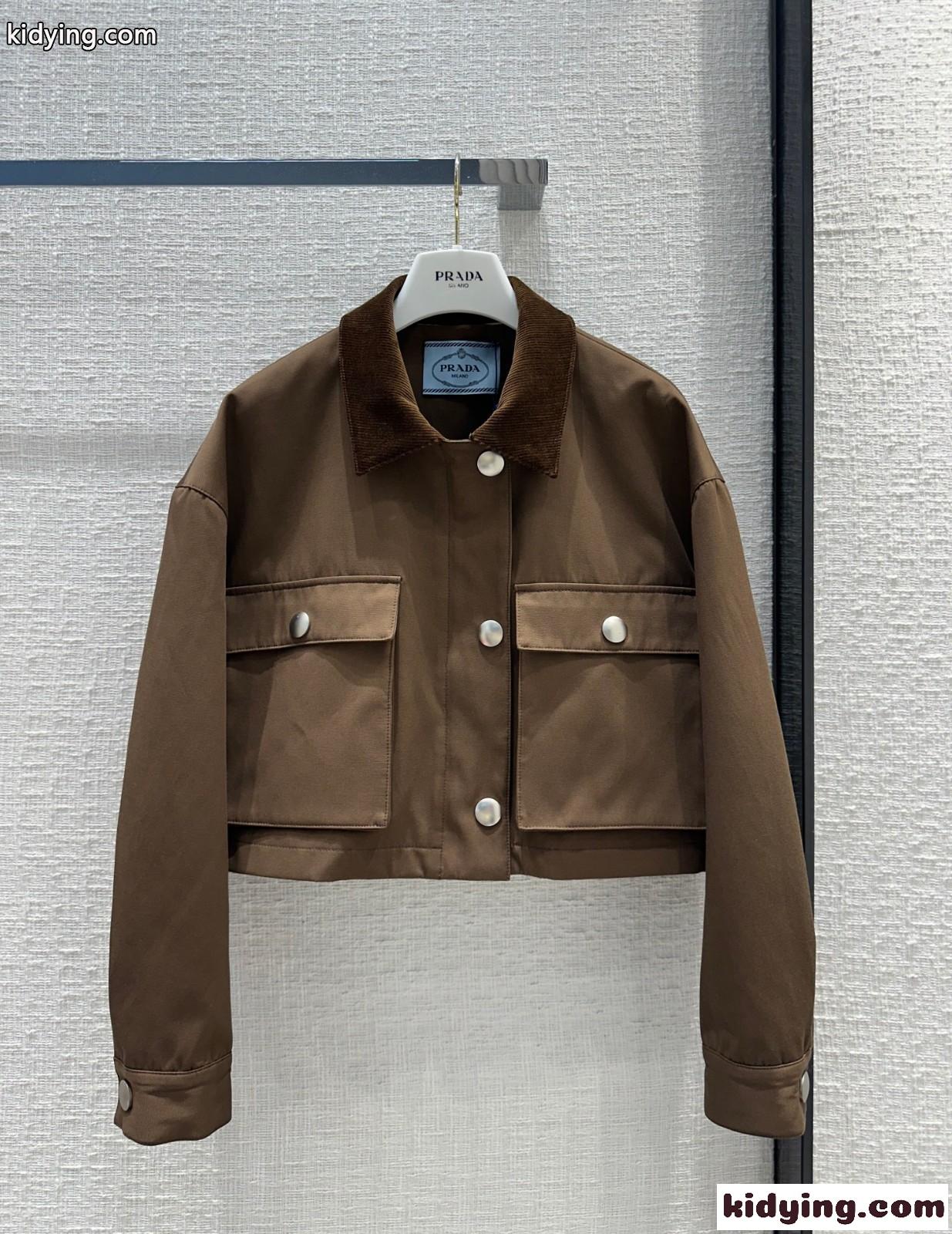 洗練された おしゃれ クロップド ブルゾン プラダ ジャケット スーパーコピー-2