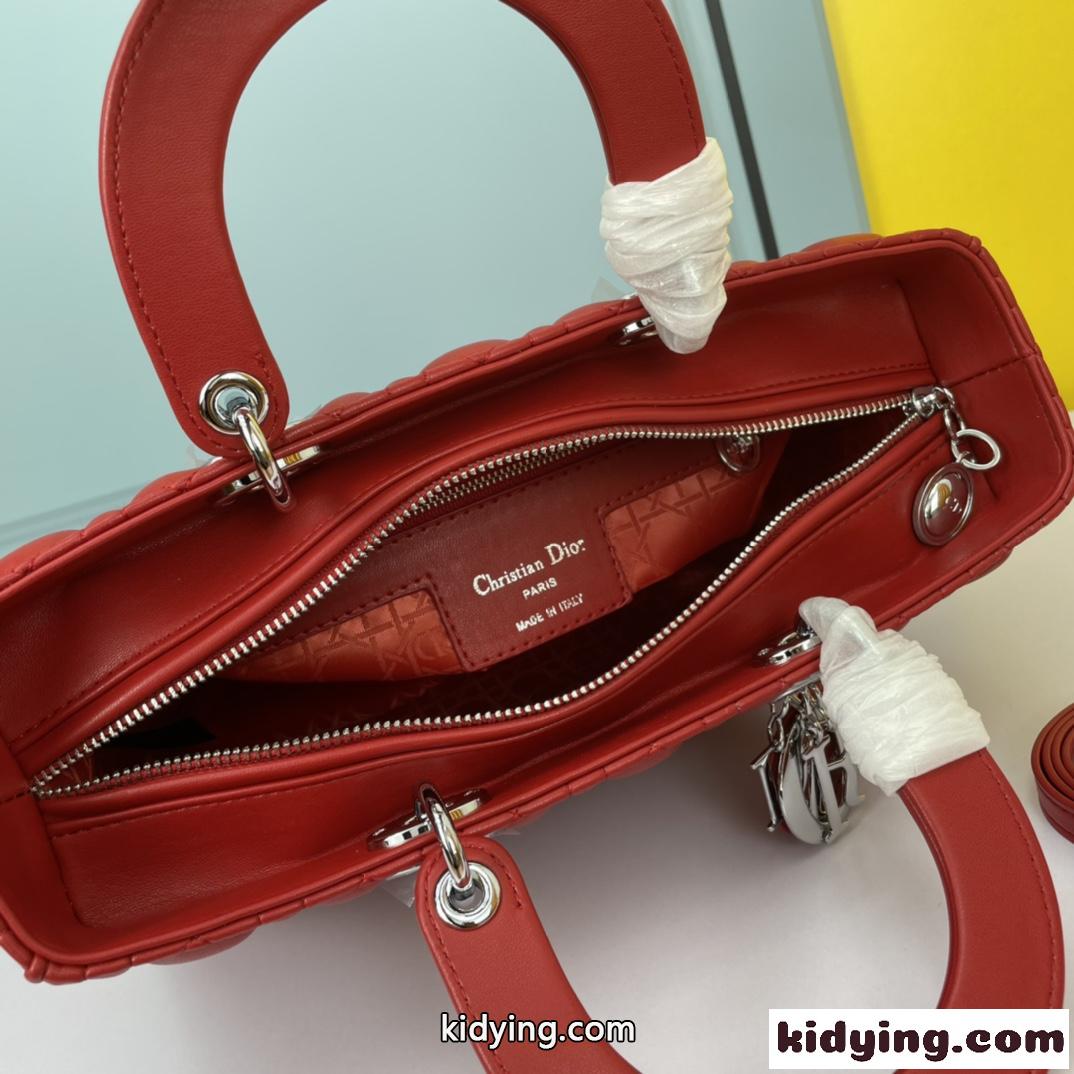 LADY DIOR ラージバッグ クリスチャン・ディオール スーパーコピー ラムスキン レッド-4