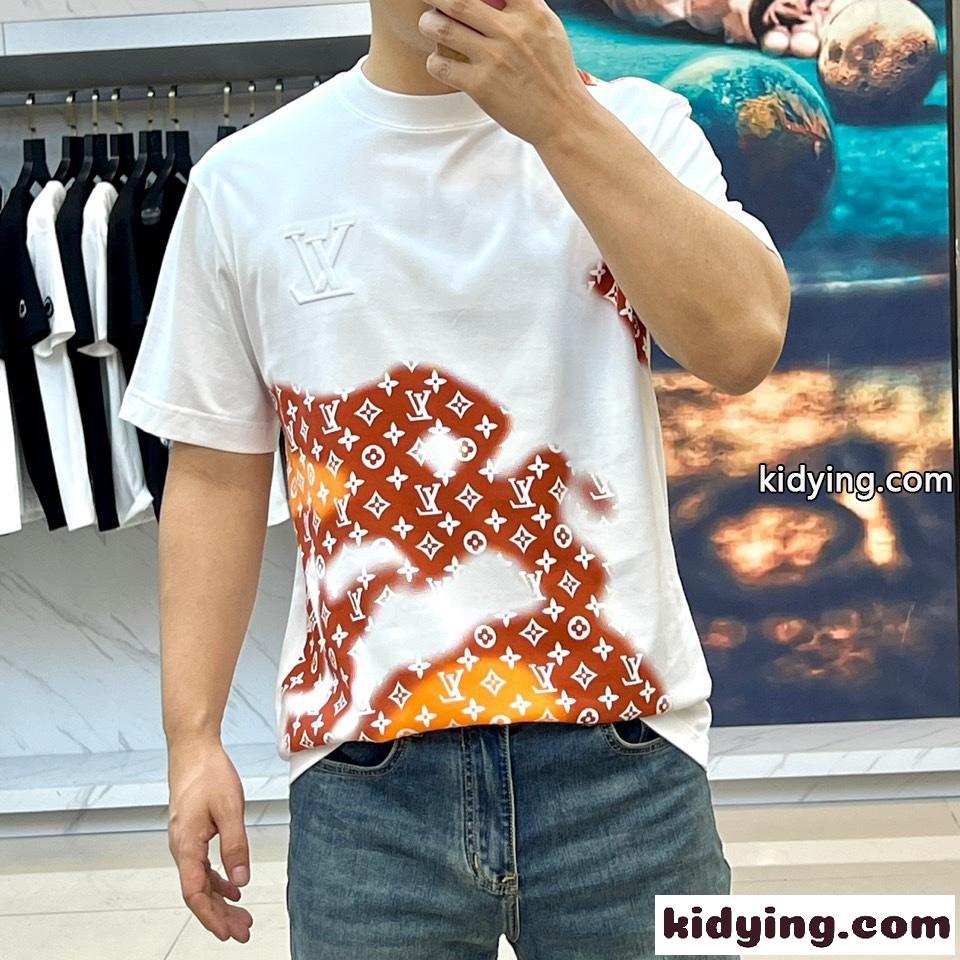 おしゃれ プリント クルーネック ルイ・ヴィトン 半袖Tシャツ コピー ホワイト-1