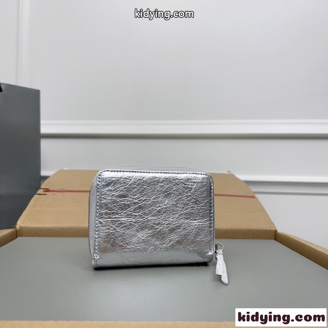 上品 高級感 コンパクトウォレット バレンシアガ 財布 コピー 二つ折り財布 シルバー-1
