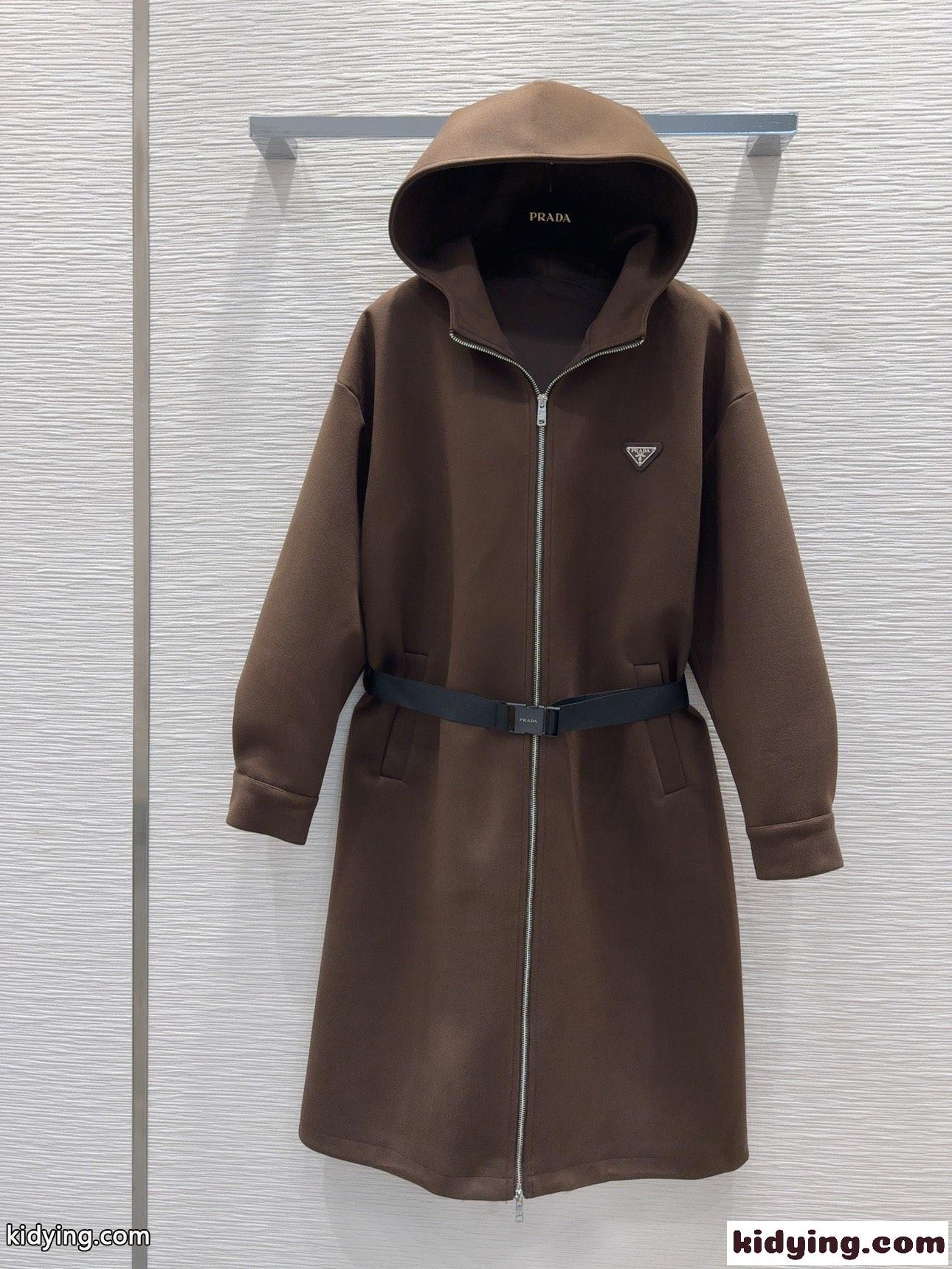 大人気でお買い得な プラダジャケット偽物 ロングコート アウター 優雅 保温 シンプル ブラウン-0
