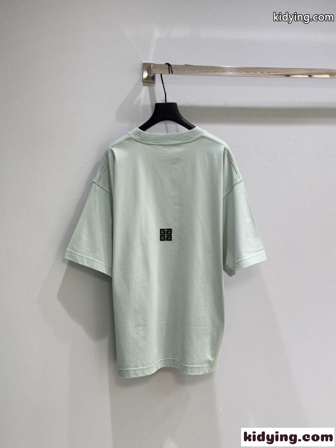 カジュアル ロゴ入り 半袖Tシャツ ジバンシィ Tシャツ コピー コットン グリーン-3