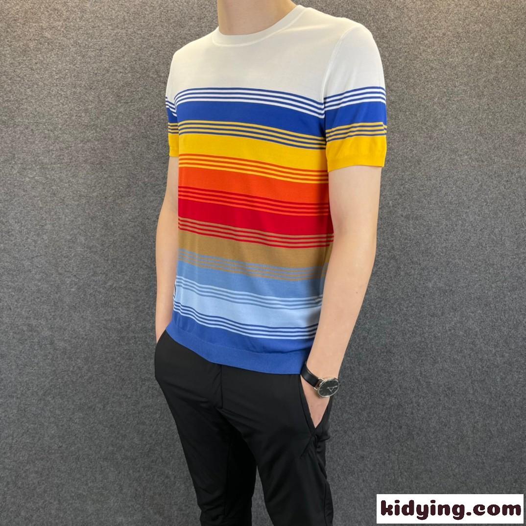 着心地抜群 ニット 半袖 メンズ トップス トムブラウン tシャツ コピー クルーネック お洒落 カジュアル-2