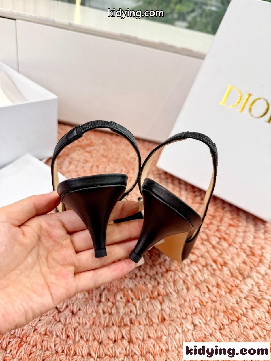 Dior Bow ヒール スリングバックサンダル クリスチャン・ディオール コピー ブラック-0