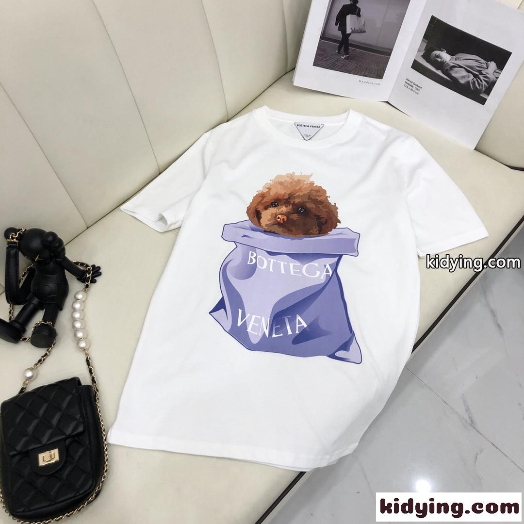 可愛い プリント ロゴ 春夏 人気 おしゃれ クルーネックボッテガヴェネタ 半袖tシャツ コピー カジュアル トップス-0