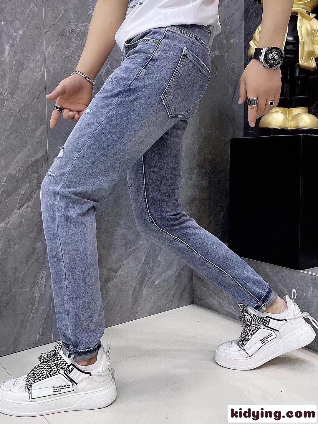 メンズ デニムパンツ 定番 ルイ・ヴィトン ジーンズ コピー カジュアル おしゃれ ダメージ加工-0