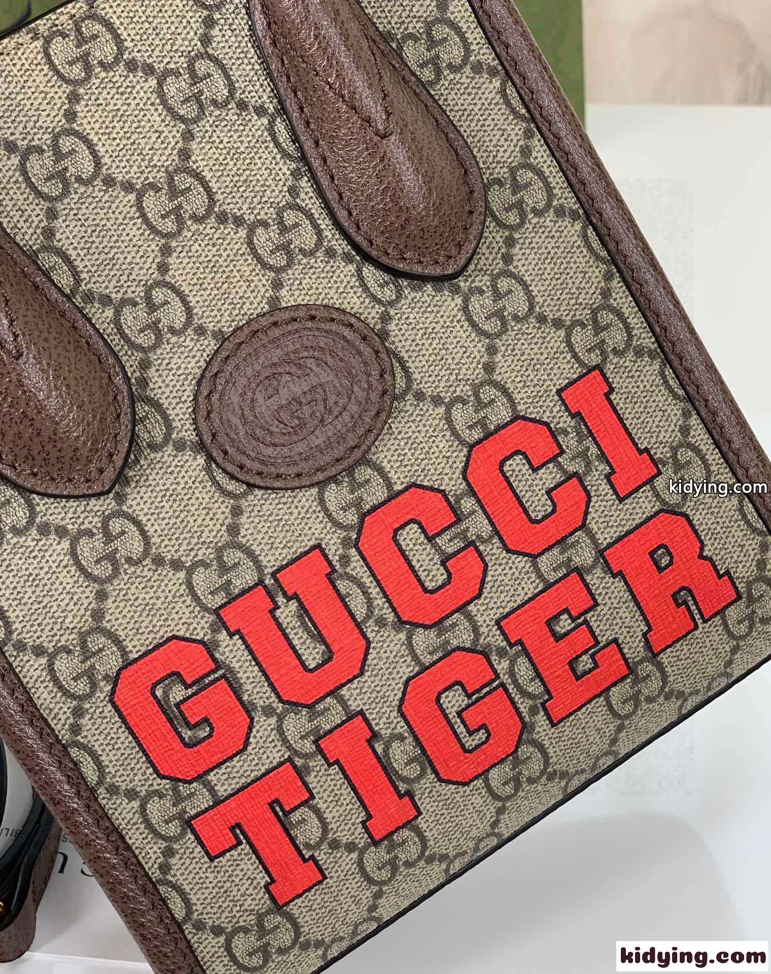 GUCCI TIGER プリント ミニトートバッグ ストラップ付き グッチ バッグ 人気 コピー 斜め掛け レディース カバン-4