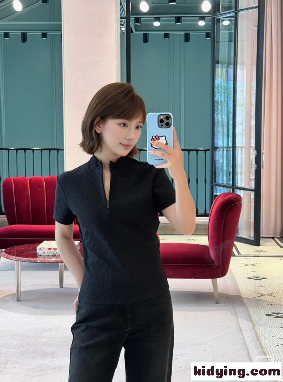 ハーフジップ GGジャガード 半袖トップス グッチ Tシャツ 偽物 ブラック-5