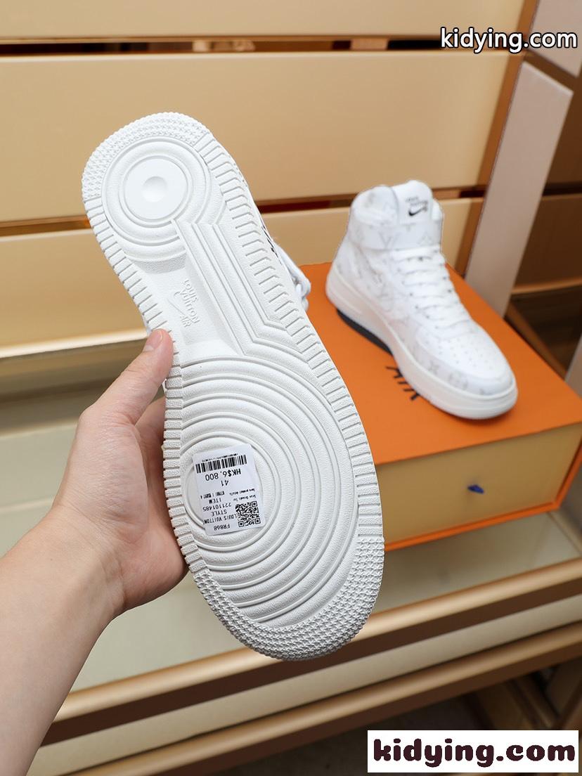 Louis Vuitton x OFF-WHITE x Nike ハイカットカジュアル おしゃれ オフホワイト スニーカー コピー 高級感 人気-3