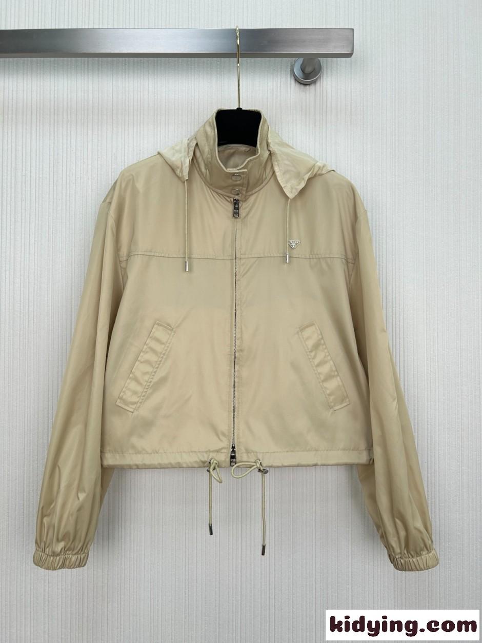 2WAY フード収納可能 クロップジャケット プラダ ジャケット 偽物-0
