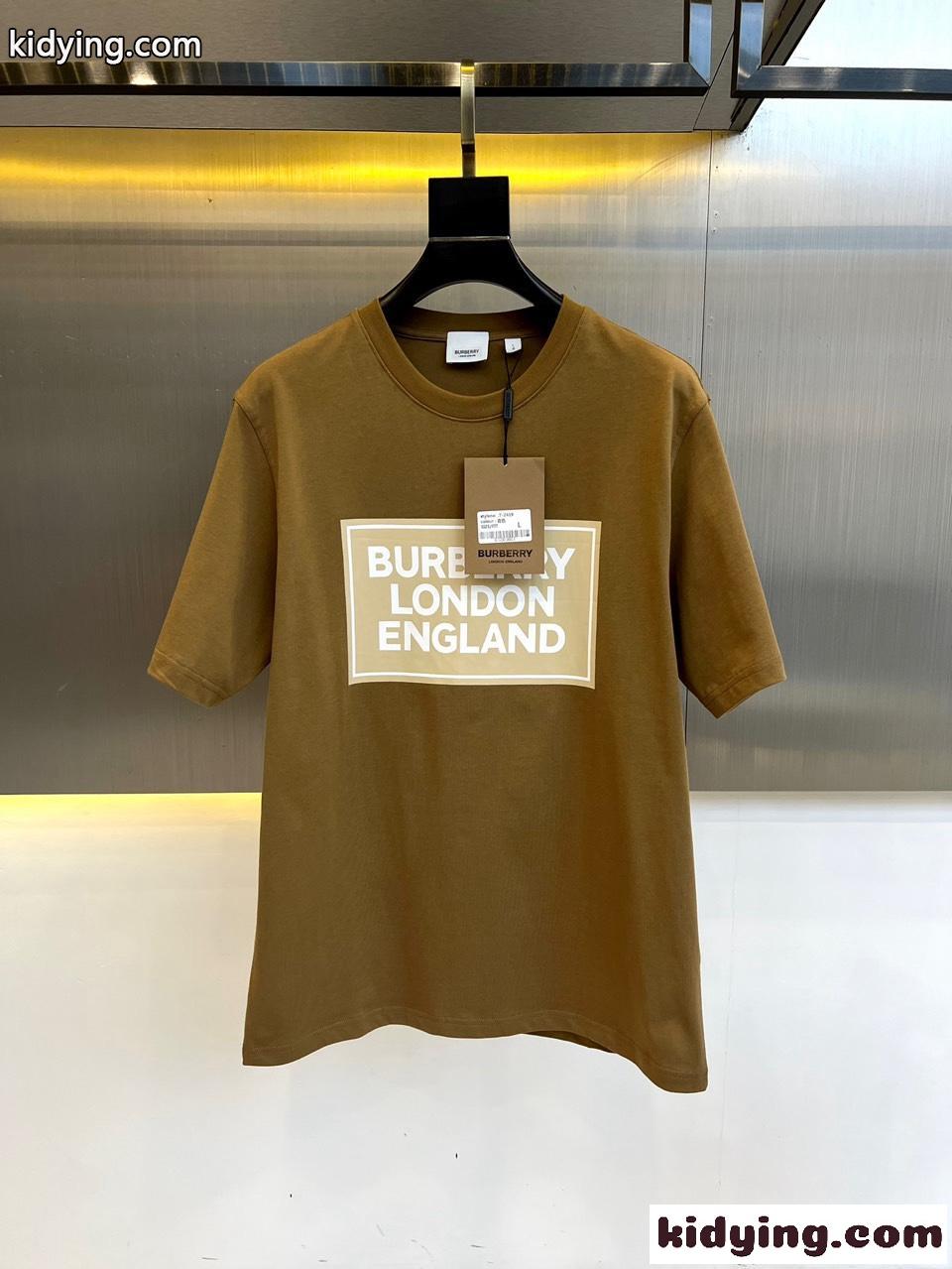 カジュアル ロゴプリント クルーネック バーバリー 半袖Tシャツ コピー キャメル-0