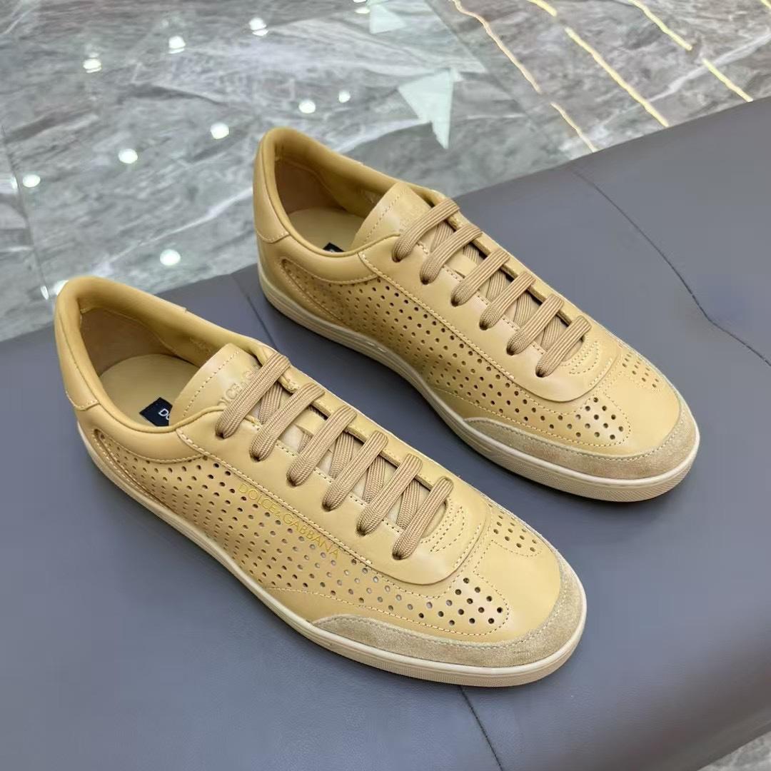 新作 洗練された D&G サントロペ レザー スニーカー ドルチェ&ガッバーナ コピー ベージュ-0