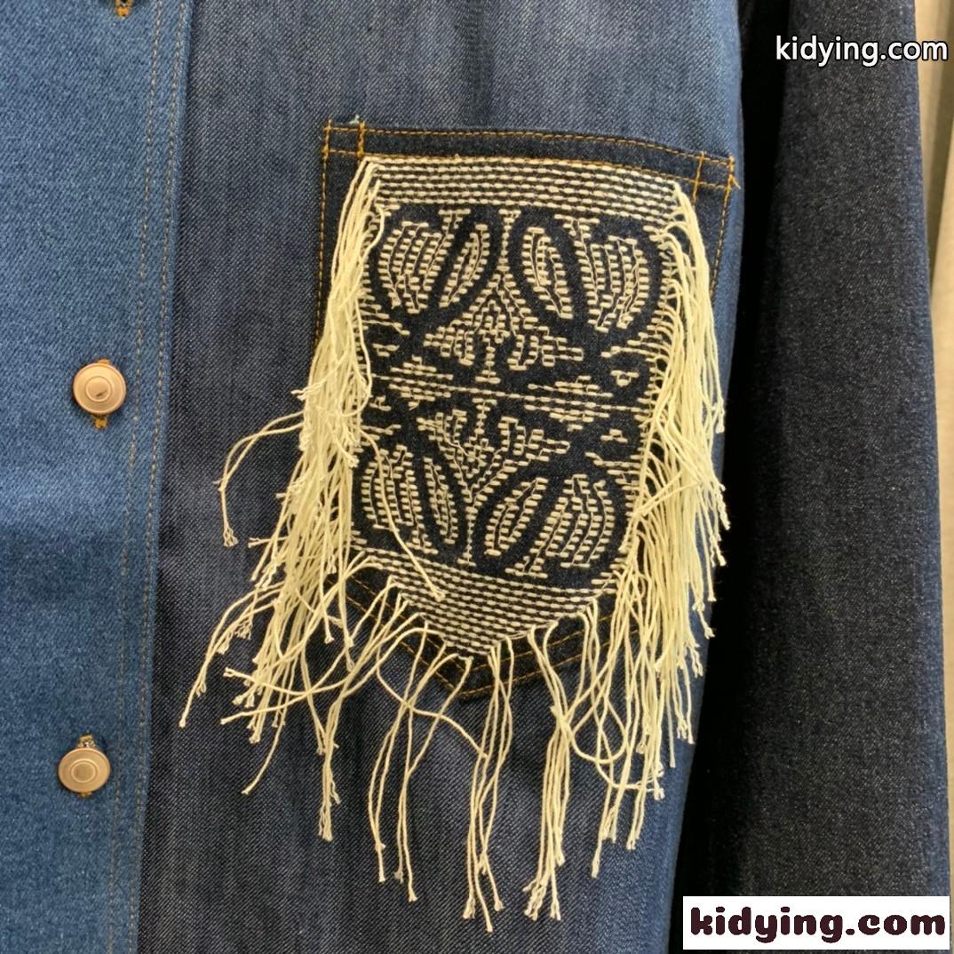 新作♪アナグラム オーバーシャツ デニム 刺繍 ロエベ シャツ コピー ゆったり 人気-2