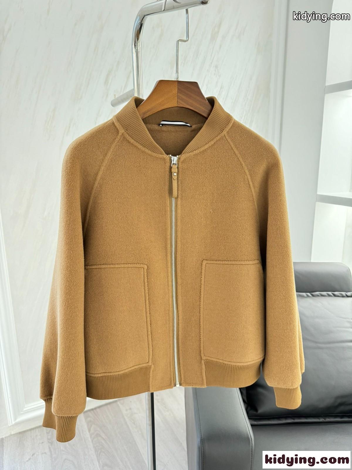 洗練された カシミヤ ボンバージャケット エルメス ジャケット コピー キャラメル-2