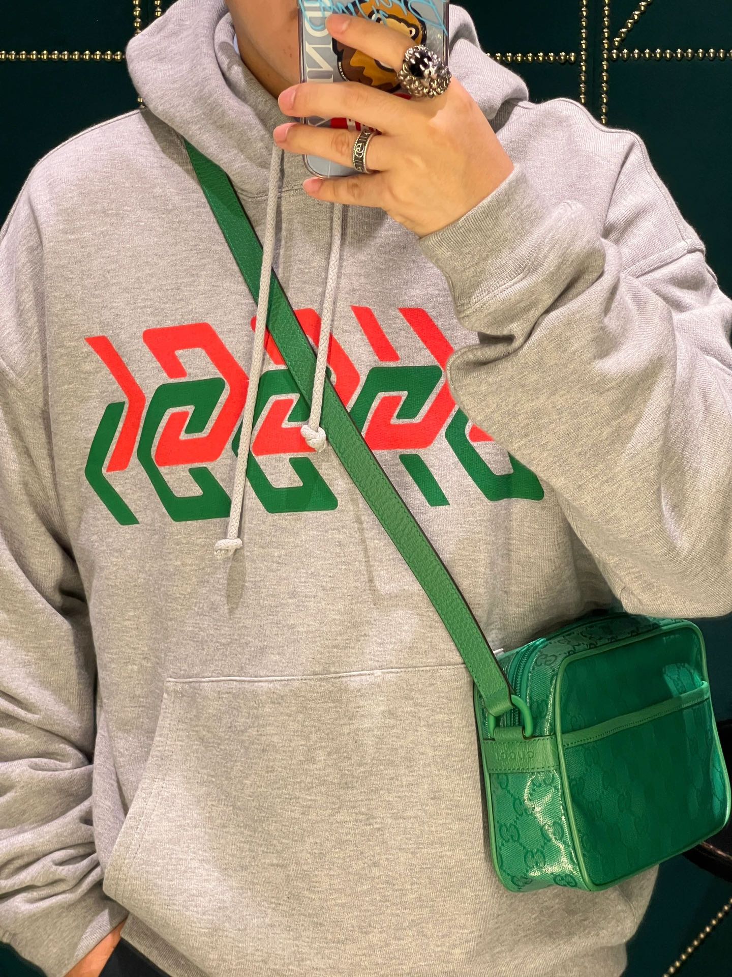ユニセックス GUCCI プリント コットン スウェットシャツ コピー フーディー パーカー-4