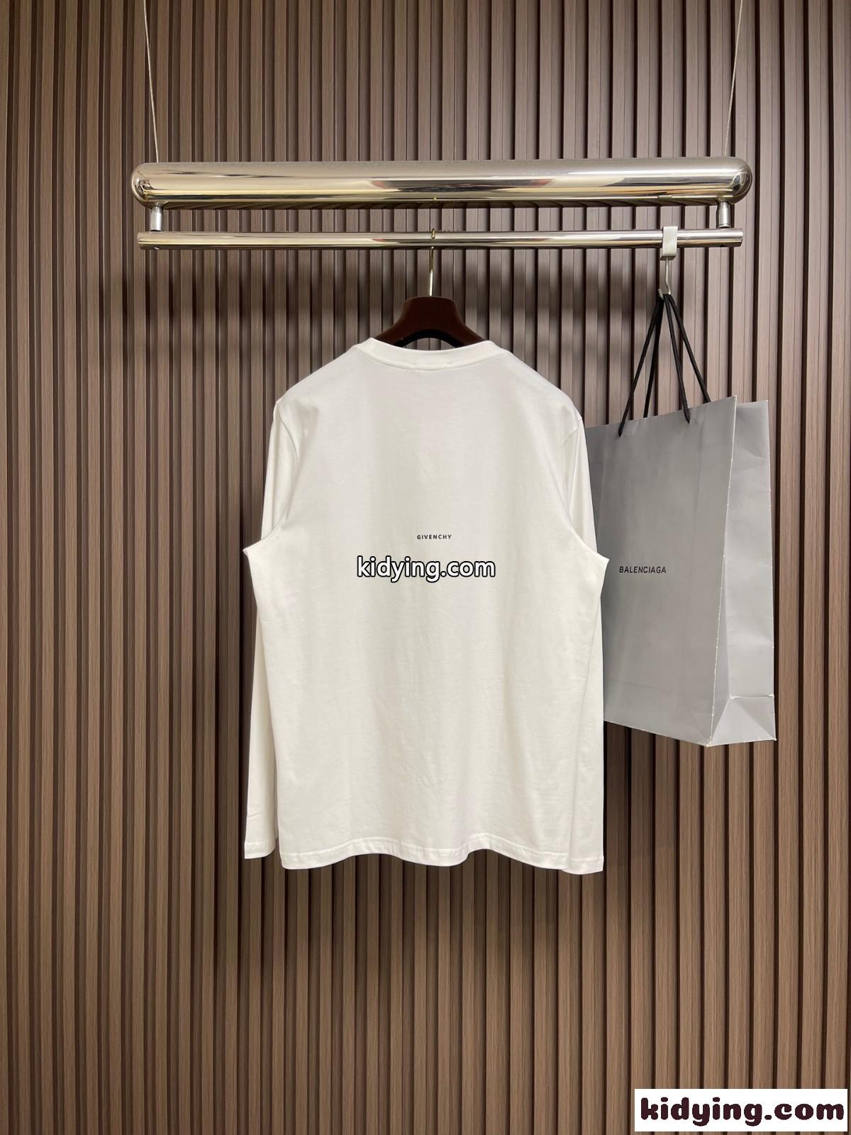 シンプル 合わせやすい ロゴ クルーネック 長袖Tシャツ ジバンシィ Tシャツ 偽物 ホワイト-1