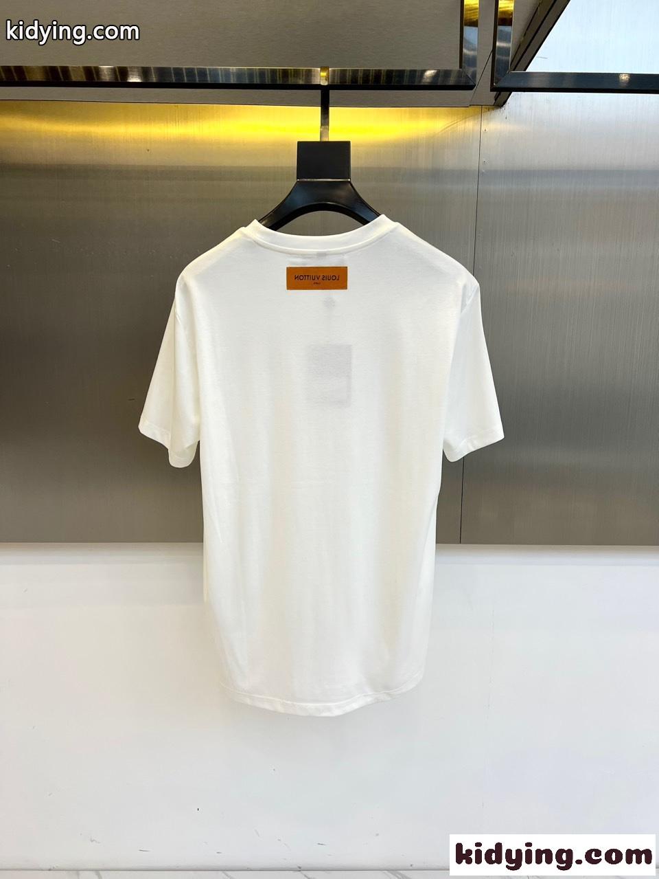 シンプル 合わせやすい クルーネック ルイ・ヴィトン Tシャツ 偽物 ホワイト-3