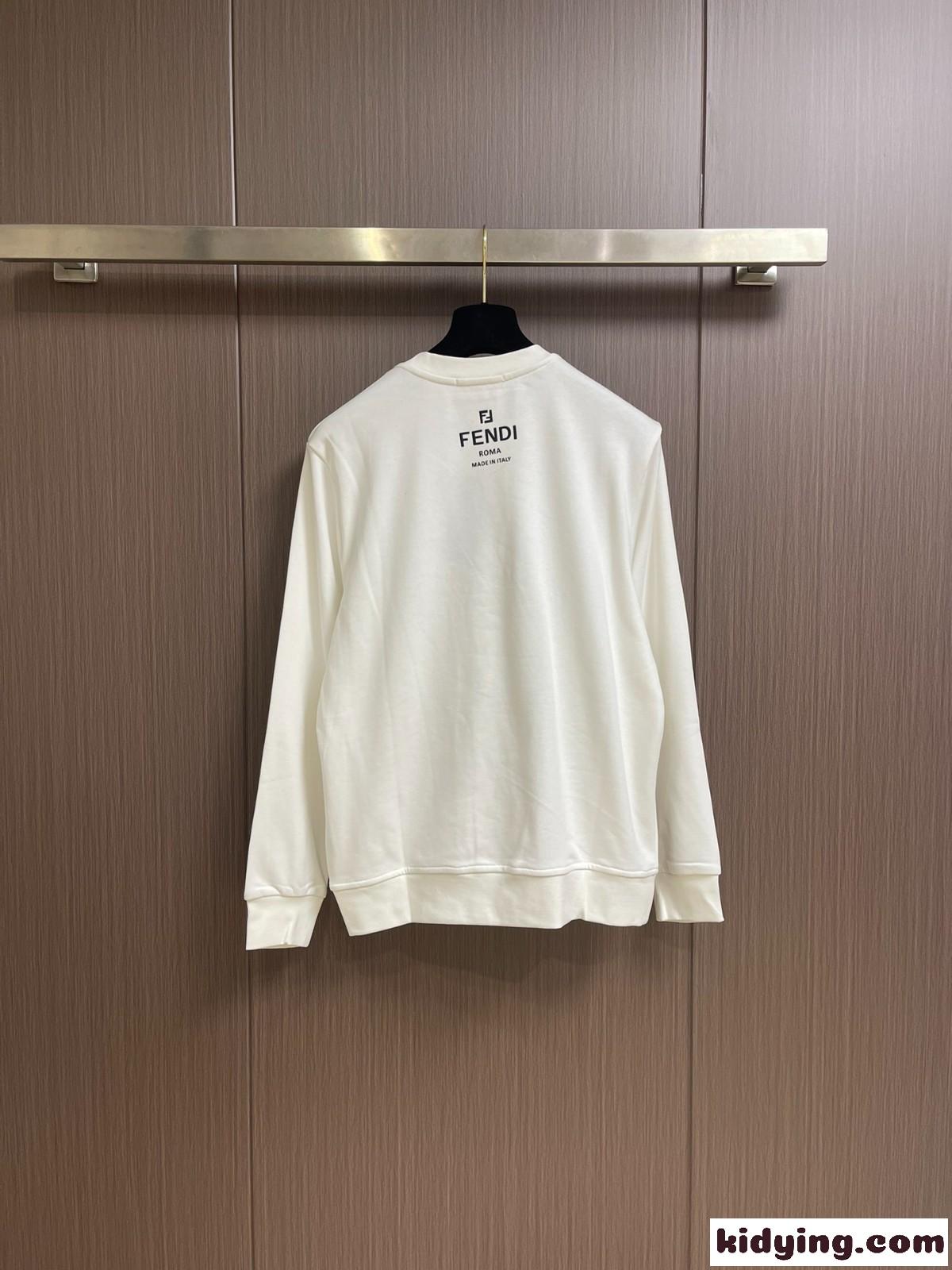 カジュアル ロゴ入り フェンディ Tシャツ コピー クルーネック スウェットシャツ-2