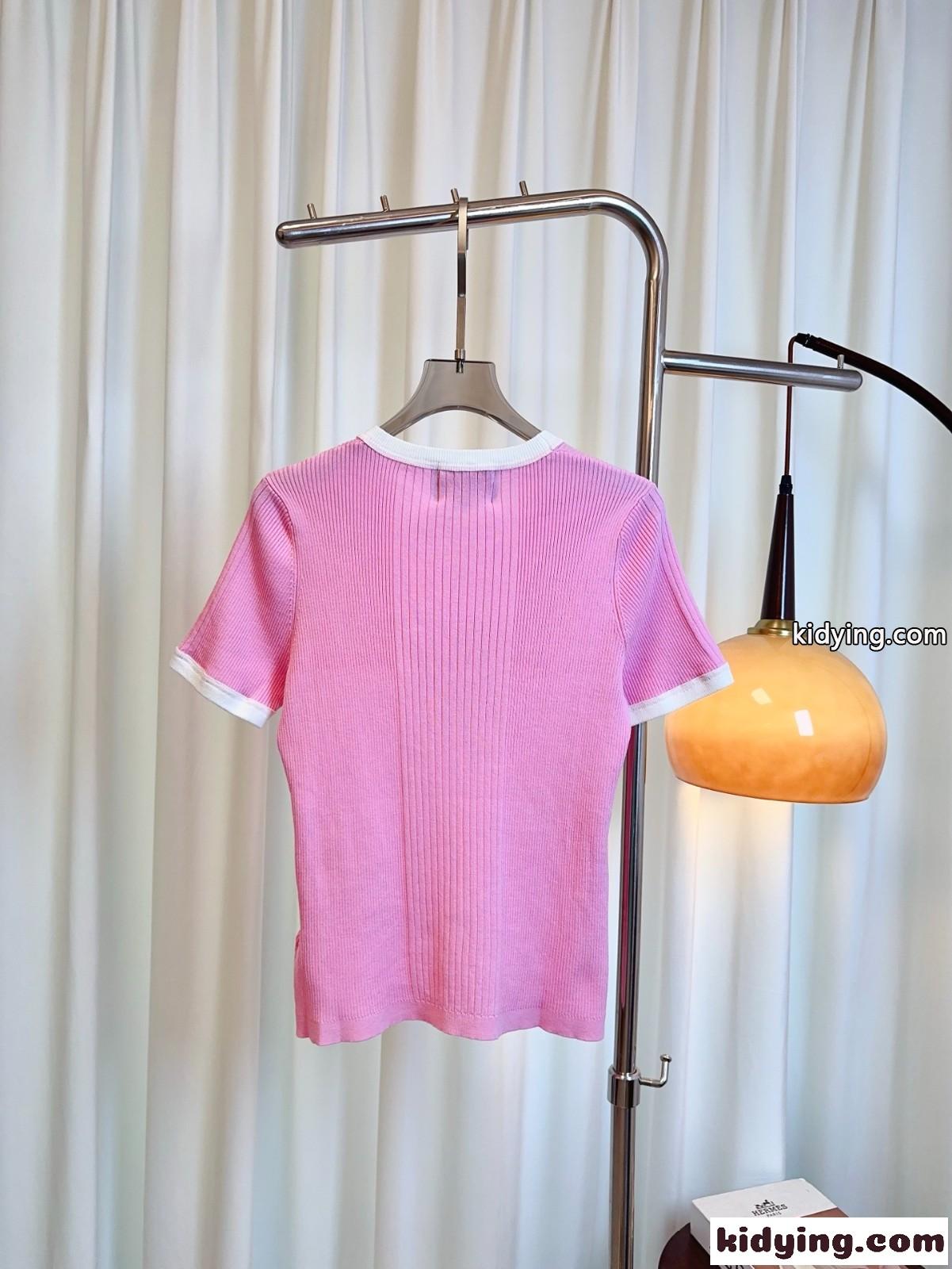 大人 上品 ココビーチ ニットトップス シャネル Tシャツ 偽物 ピンク-1