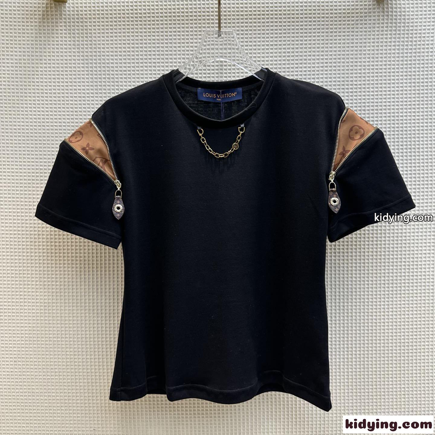 おしゃれ 人気 半袖 コットンTシャツ ルイ・ヴィトン Tシャツ コピー レディース ブラック-1