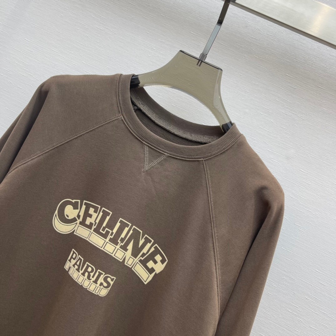 定番 カジュアル おしゃれ ロゴ クルーネック セリーヌ Tシャツ コピー トレーナー-4
