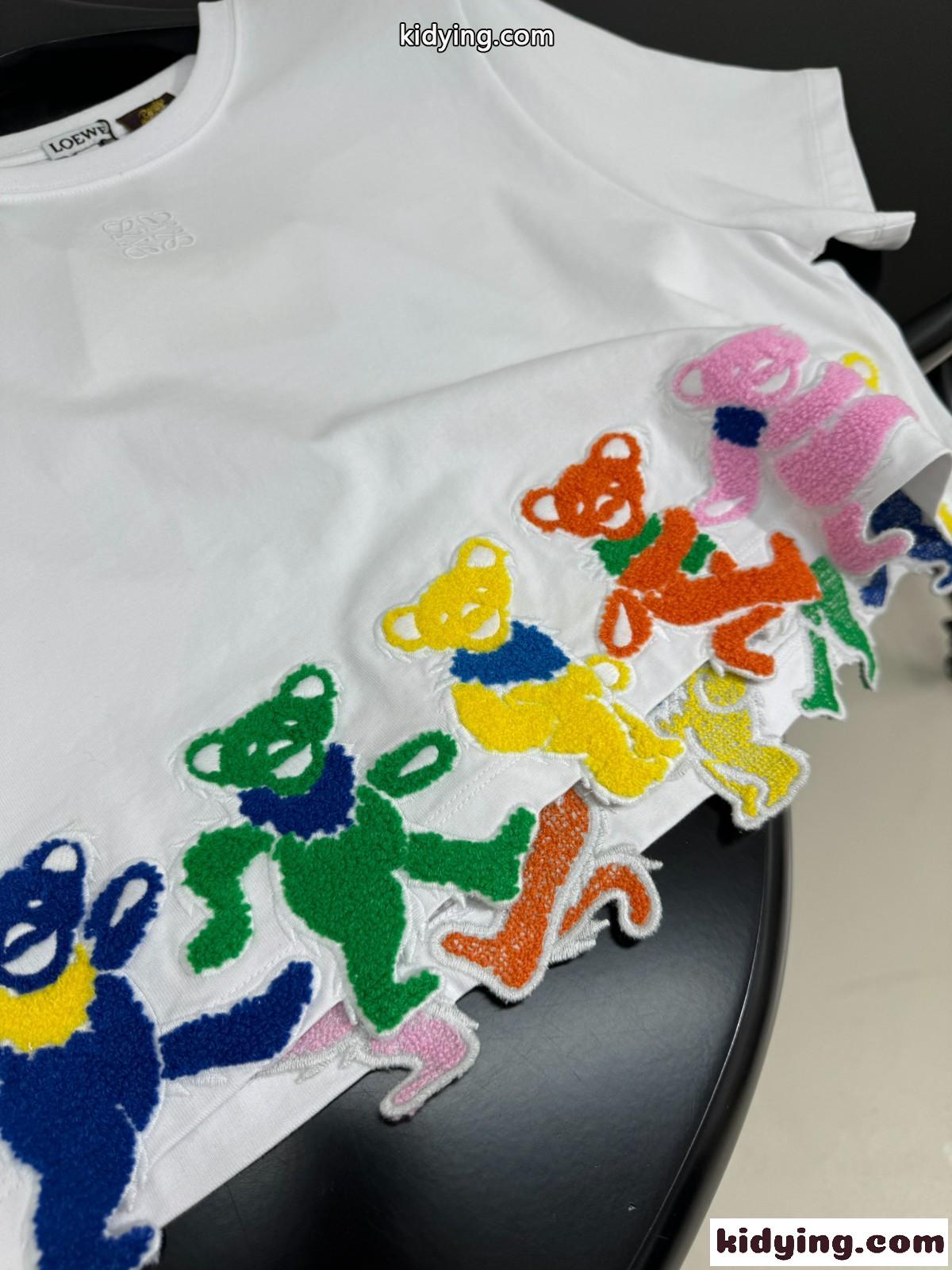 可愛い おしゃれ クロップドTシャツ ロエベ Tシャツ コピー コットン ホワイト-3