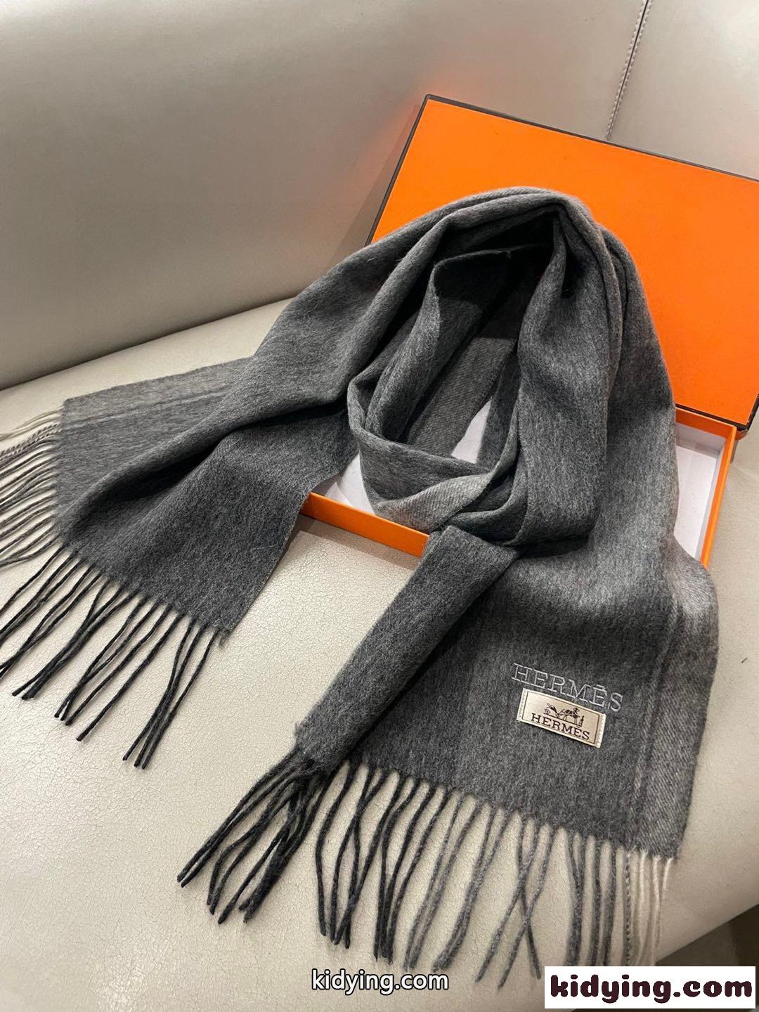 エルメス スカーフ コピー シンプル 上品 カシミヤ マフラー グレー-4